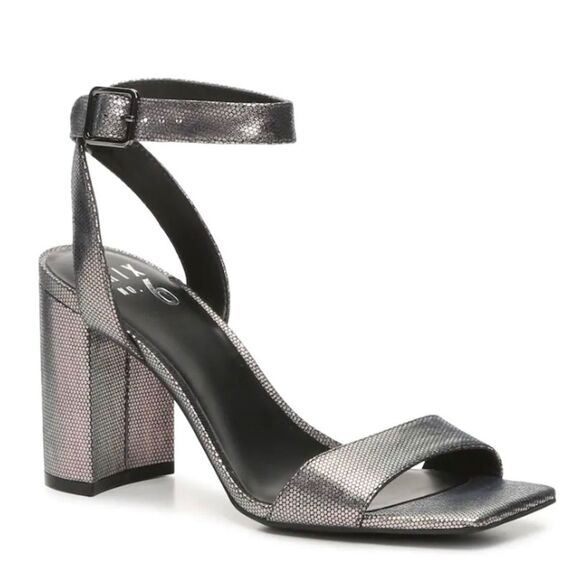 New Women’s Pewter Square Toe Block Heel Party Shiny camo metallic Size 8 - Picture 1 of 10